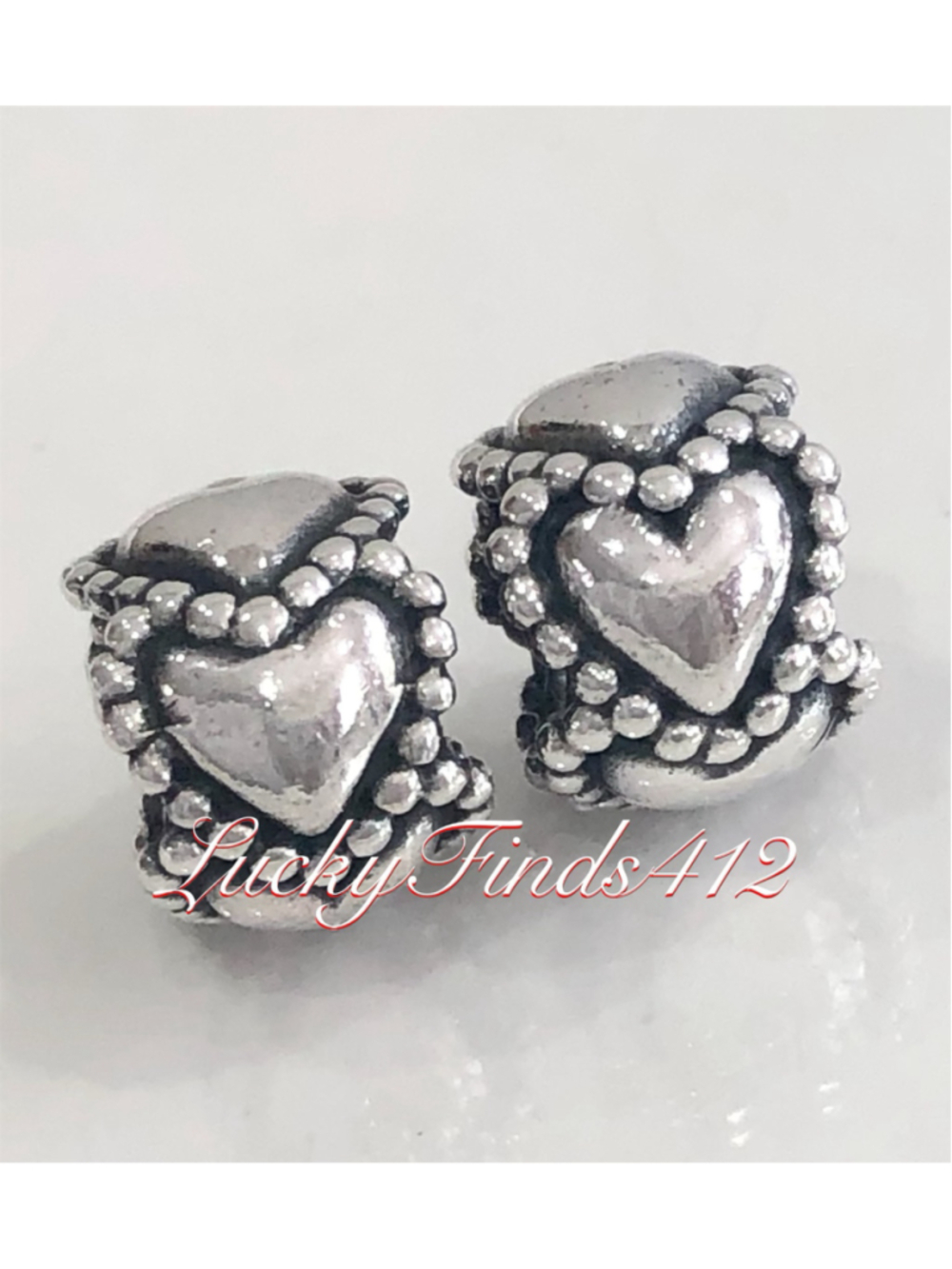 Authentic Pandora Everlasting Love Hearts Set of 2 Retired Pandora Charm Spacers